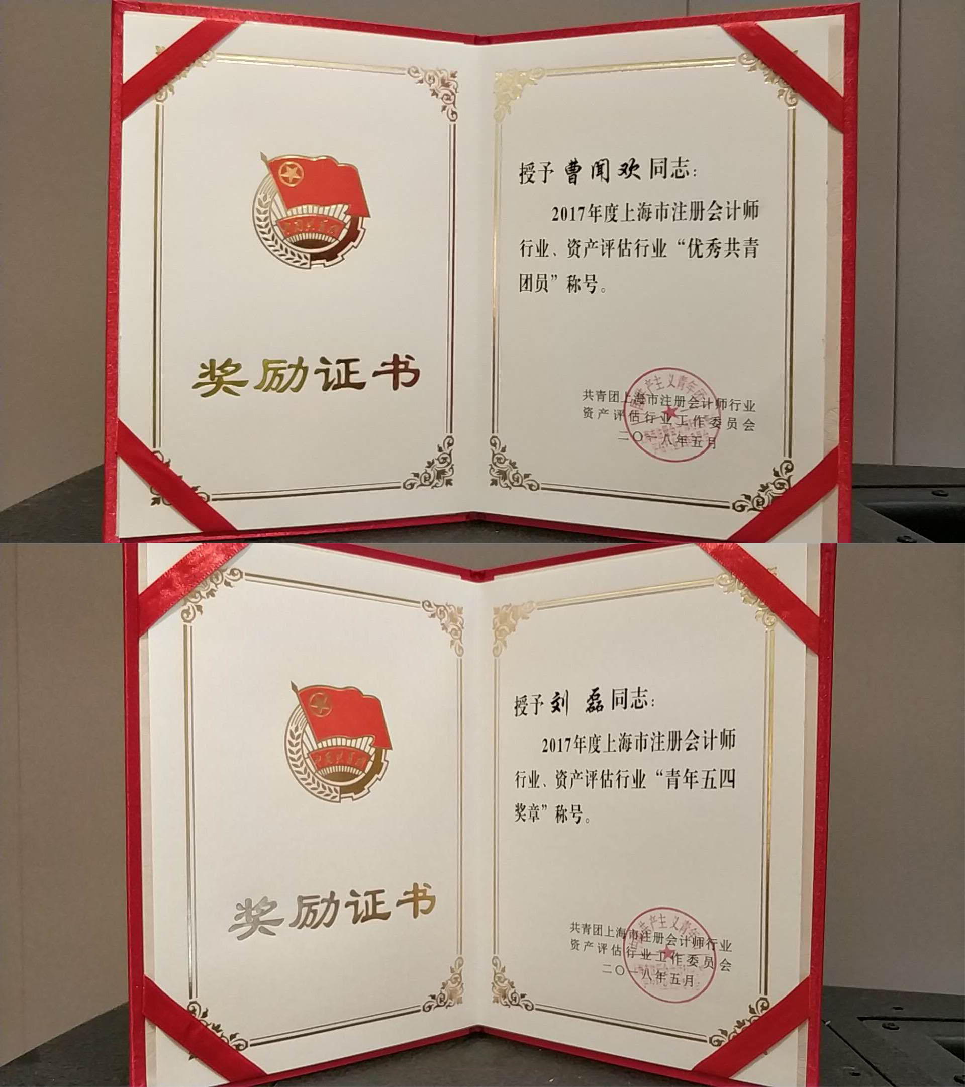热烈祝贺我所刘磊,曹闻欢获得 2017年度行业团建个人荣誉奖章